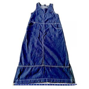 Basic Editions Womens Denim Sleeveless Jumper Dress M Medium Blue Cotton